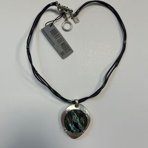 Robert Lee Morris SoHo Abalone Leather Patina Pendant Necklace
